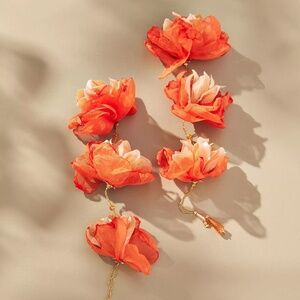 Anthropologie Triple Flower Earrings - Tomato